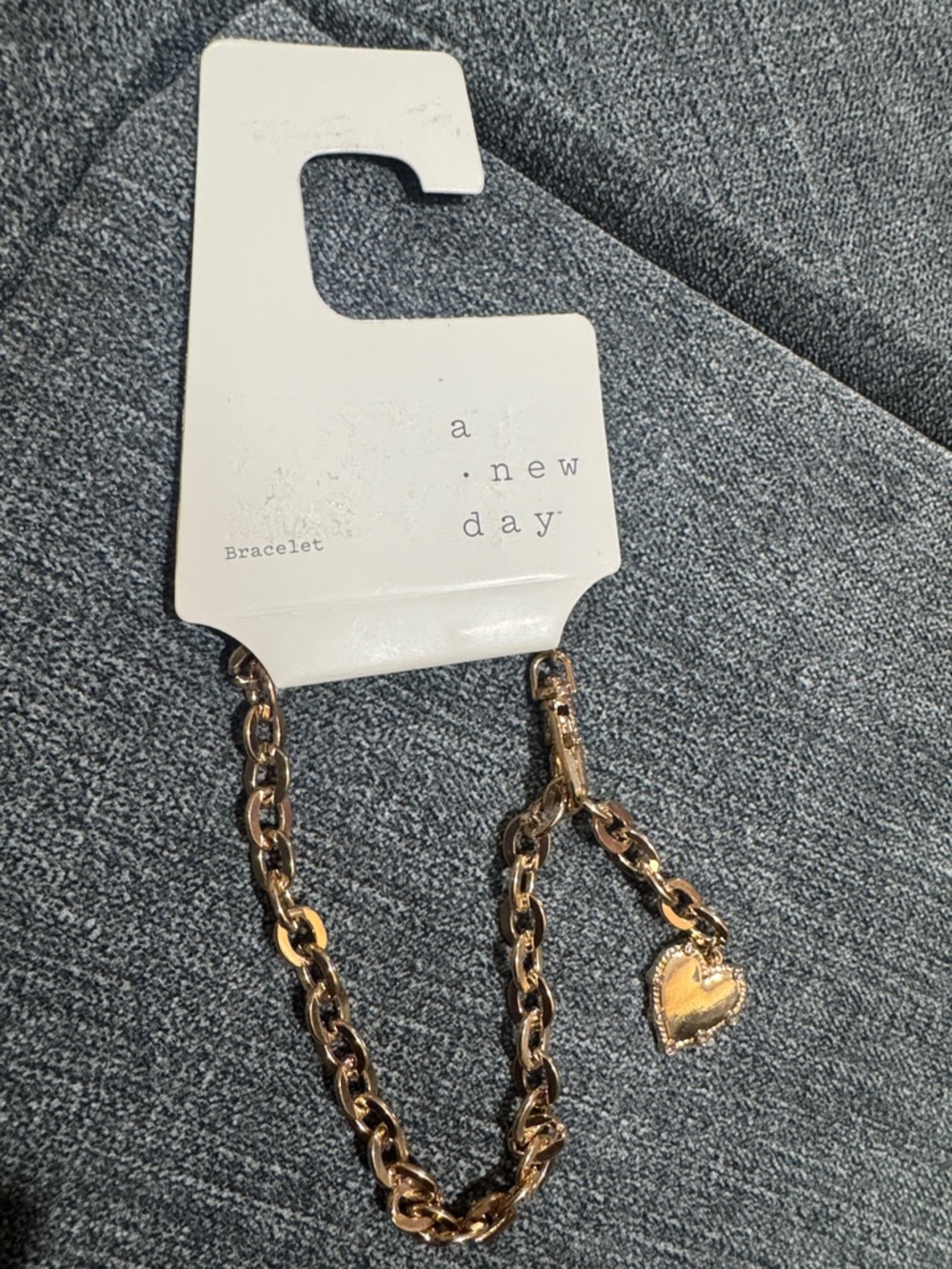 a new day Rose Gold Heart Charm Link Bracelet